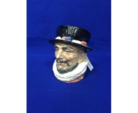 ROYAL DOULTON CHARACTER JUG MODELLED AS THE 'BEEFEATER'D6206; together with a Royal Worcester coffee set 'in celebration of H