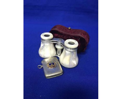 MOTHER OF PEARL OPERA GLASSESin original velvet case, made by A Bardou Paris, along with small collection of collectables inc