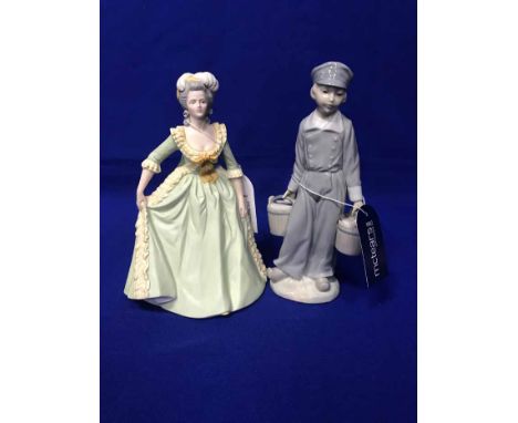 LOT OF CERAMIC FIGURESincluding two Lladro examples, a Royal Worcester figure of a little boy with dogs and a Franklin Porcel