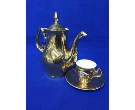 BERNEDOTTE TEA SERVICEconsisting of six cups, six saucers, cream, sugar and a coffee pot; along with a Royal Stuart trio and 