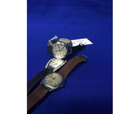 GENTLEMAN'S TRENCH-STYLE WRISTWATCHwith Arabic numeral dial and leather strap; together with other watches, including Rotary,