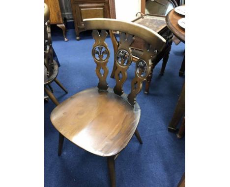 ERCOL DINING TABLE WITH SIX CHAIRS