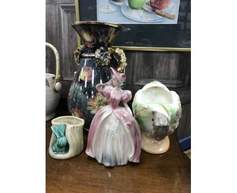 LARGE LOT OF DECORATIVE CERAMICSincluding two Lladro dogs, one Nao figure of a little boy, Maling ware, Paragon figure of 'La