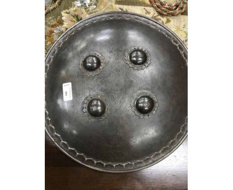 ISLAMIC CIRCULAR SHIELD AND A SHIELD SHAPED TAPESTRY