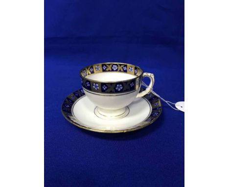 ATTRACTIVE BLUE AND GILT TEA SERVICEwith character mark to base, consisting of twelve teacups, twelve saucers, twelve side pl