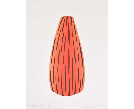 David Nash R.A. (British 1945-) "Lined Red Egg" Signed, titled and dated '21, numbered 7/15, stencil print in colours.38cm x 