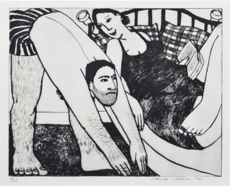 Anita Klein (Australian 1960-) "Nige Does His Exercises" Signed, dated '97 and numbered 7/25 in pencil in the margin, etching