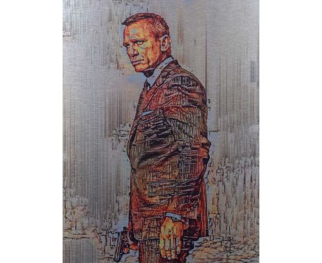 David Vijsma (Dutch 20th/21st century) "No Time to Die 007" 2021, James Bond - Daniel Craig, Glitch Art, Mirror Edition One, 