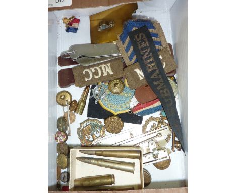 Military button slide cleaner, various badges, pocket knife, cloth badges, military cap badges etc