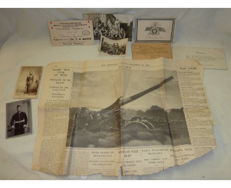 Small selection of military photographs including Naval, Army, Victorian and later various paperwork including National Regis