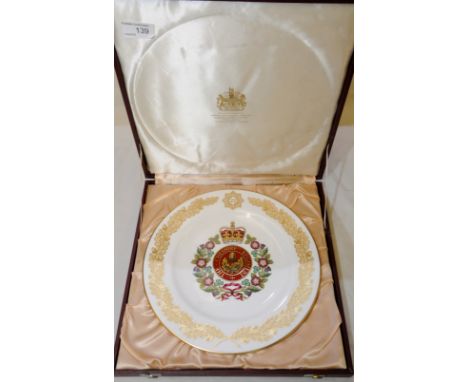 Cased Spode Cheshire Regiment Limited Edition plate with certificate signed by Colonel of the Regiment 