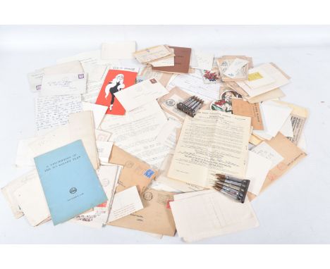 A SMALL ARCHIVE OF MAINLY 1950'S LETTERS, CARDS AND RECEIPTS, including a national ID card, a skill at arms records book and 