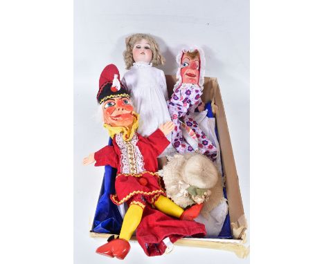 A BISQUE HEAD DOLL, possibly Gebruder Knoch, marked 'Gbr 165 K 5 Germany' to nape of neck, brown sleeping eyes, missing lashe