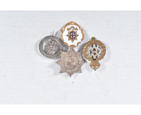 A COLDSTREAM GUARDS FULLY ENAMELLED SWEETHEART STYLE BADGE, together with a Coldstream Guards Cap badge, an Army Veterinary C