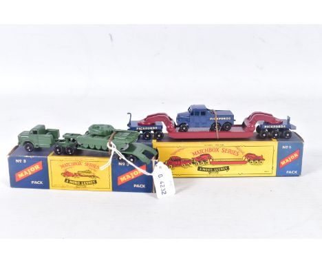 TWO BOXED MOKO LESNEY MATCHBOX SERIES MAJOR PACKS, Thornycroft Mighty Antar Tank Transporter and Centurion Tank, No.3, Transp