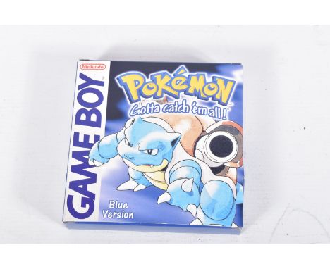 POKEMON BLUE BOXED, a boxed copy of Pokemon Blue for the gameboy, does not include manual, box has some slight wear on the ri