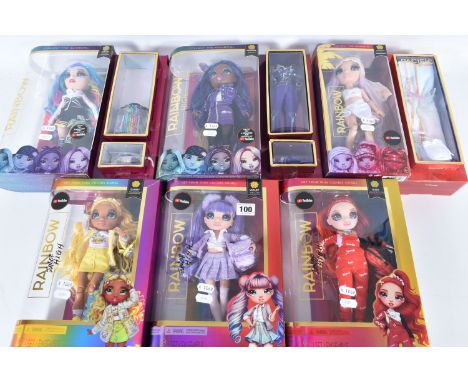 A COLLECTION OF BOXED M.G.A. RAINBOW JUNIOR HIGH DOLLS, Series 1 'Ruby Anderson', 'Violet Willow' and 'Sunny Madison', with t