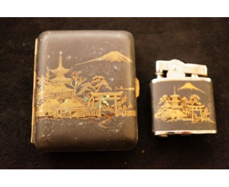 Omega Cigarette Lighter together with a matching Cigarette Case