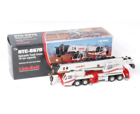 NZG No.468 1/50th scale model of a 70-Ton 4 Axle Crane HTC-8670, finished in Link Belt Livery, in the original polystyrene pa