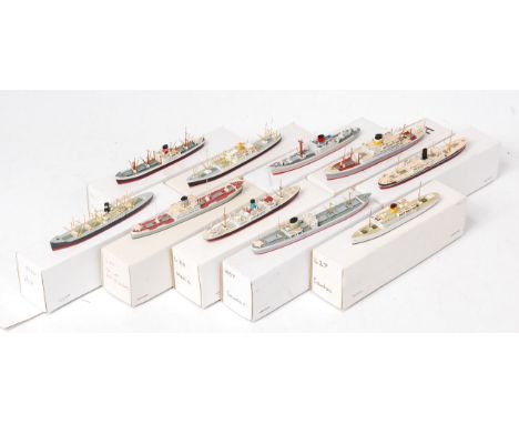 Len Jordan Resin 1/1200th scale model ship group, all in associated boxes, to include South African Statesman, Loch Gowan, De