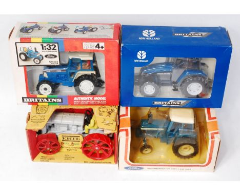 4 assorted diecast model tractors, to include Britains No.002321 New Holland TM 165 Tractor, Britains No.9527 Ford 5610 Tract