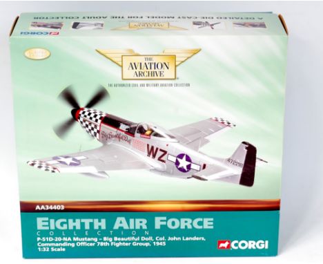 Corgi Aviation Archive 1/32nd scale, AA34403 P-51D 20-NA Mustang, Big Beautiful Doll, has been displayed and small piece atta