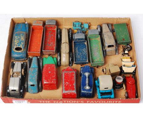 Dinky Toys, Tootsie Toys, Rami and Charbens loose play worn diecast group, 18 examples, to include Dinky Hudson Sedan, Dinky 