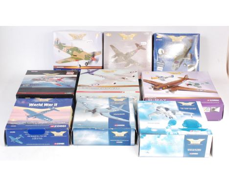 Corgi Aviation Archive mixed scale aircraft group, 9 boxed examples, some as issued others have been displayed, model referen