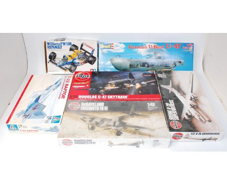 6 various Plastic Aircraft and Formula 1 model kits, to include Airfix, Italeri, Tamiya and Revell, examples to include Itale