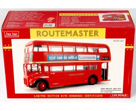 Sun Star No.2908 1/24th scale model of a Routemaster RM 870 - WLT 870, finished in red with Lucozade Livery, limited edition 