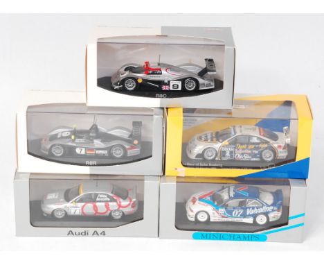 Minichamps 1/43rd scale IMSA, Audi and BTCC Racing Car Group, 5 boxed examples to include Opel Calibra 1995 Last Race of Keke