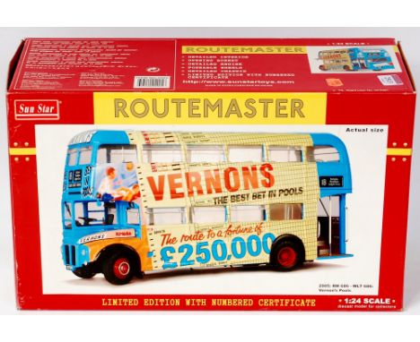 Sun Star 1/24th scale model of a Routemaster RM 686 - WLT 686, "Vernon's Pools", appears as issued in original box, with cert