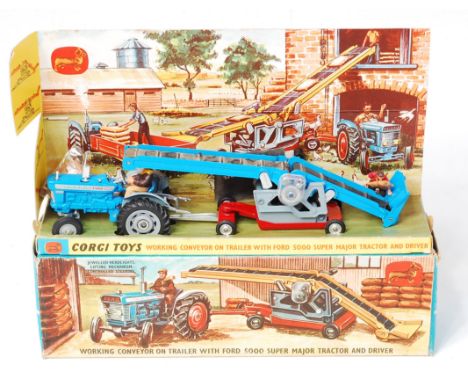 Corgi Toys, Gift Set 47, working conveyor on trailer with Ford 5000 Super Major tractor and driver, with plastic sacks, farmh