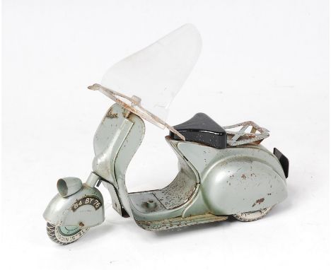 La Hotte St. Nicholas (France) tinplate clockwork Vespa Scooter, c.1955, finished in pale metallic green, with tinprinted bal