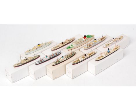 Len Jordan Resin 1/1200th scale model ship group, all in associated boxes, to include LLandovery Castle, Nestor, City of Durb