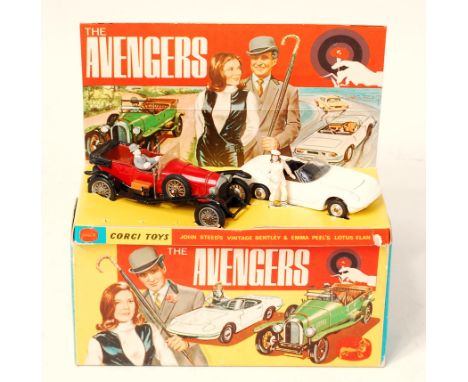 Corgi Toys, Gift Set No.40 The Avengers, John Steeds, red Bentley with silver wire wheels, Emma Peel's white Lotus Elan Steed