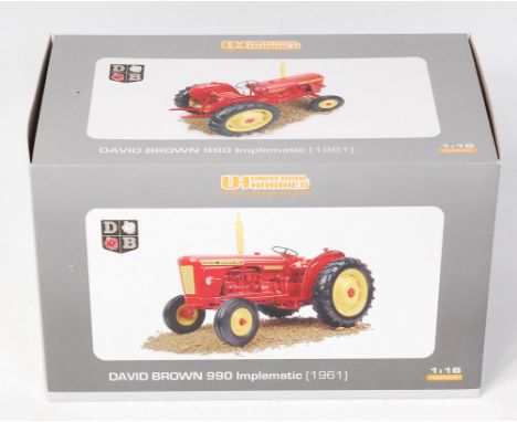 Universal Hobbies, 1/16th scale model of a David Brown 990 Implematic (1961), finished in red and yellow, in the original pol