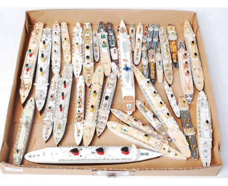 35+ mixed loose white metal hand painted ships, mixed manufacturers to include Triang Minic, West German, Mercator and unknow
