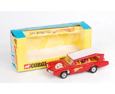 Corgi Toys, No.277 "The Monkees" Monkeemobile, red body, white roof, yellow interior, cast hubs, chrome engine and trim, 4 x 