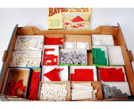 Bayko, an extensive collection of Plimpton era components, to include all 3 size roofs, windows, doors, mixed size rods, pill
