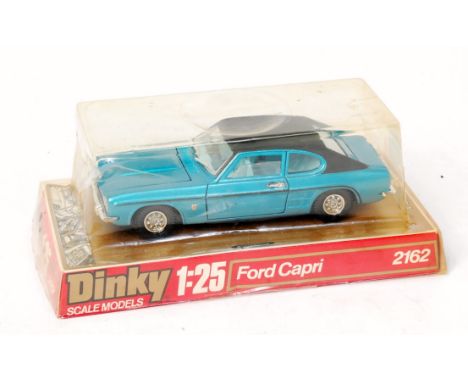 Dinky Toys, 1/25th scale No.2162 Ford Capri, metallic blue body with black roof, detailed chrome hubs, in the original bubble