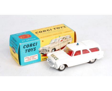 Corgi Toys, 419 Ford Zephyr Motorway Patrol, cream/white body, red interior, small roof light with police transfer, all card 