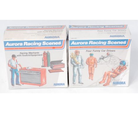 Aurora. Dragster Kits 1973 issue, 1.16 scale. 842 - Racing Mechanic with Tool chest & equipment, 841 - Four Funny Car drivers