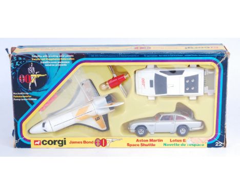 Corgi Toys Gift Set 22, "James Bond" Gift Set comprising of 3 examples to include Aston Martin DB5 with 4-spoke wheels, Lotus