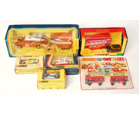 Corgi Toys and Matchbox Two Packs Diecast Group, 6 examples, to include Corgi No.1325 Little and Large Set comprising of BTA 