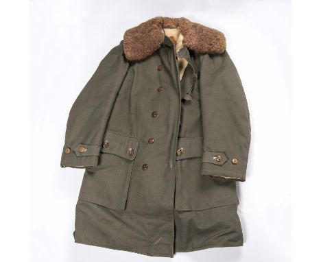 A post WWII Swedish Army heavy winter coat, with sheepskin lining, VGC £30-35 