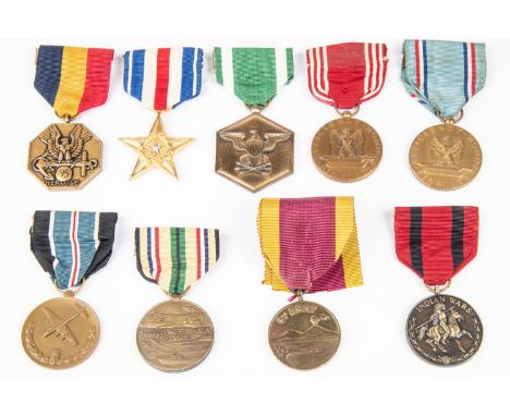 USA medals (9)modern issues: Navy &amp; Marine Corps medal; silver star; Navy Commendation medal; Army Good Conduct medal, (r