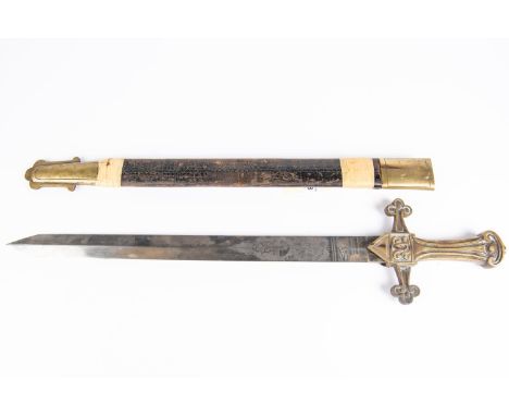 A Victorian Rifle Volunteer bandsman's sidearm, DE blade 18½" etched on one side with strung bugle horn and "Rifle Volunteers