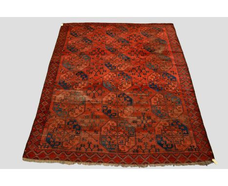 Ersari Turkmen 3 x 6 gulli-gul main carpet, south west Turkmenistan, second half 19th century, 9ft. x 7ft. 2in., 2.75m. x 2.1