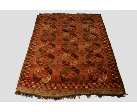 Ersari Turkmen gulli-gul carpet, north east Afghanistan, about 1920s-30s, 9ft. 11in. x 7ft. 1in. 3.02m. x 2.19m. Overall wear